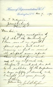 Letter from John Edgar Reyburn to Tokumatsu Nakajima