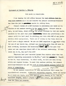Draft statement of Charles L. Whipple: the issue is organizing