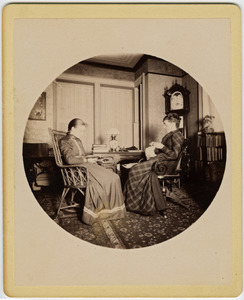 Abby F. Blanchard and Annie Blanchard (l. to r.) seated in the parlor