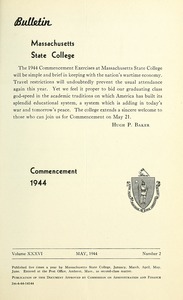 Commencement 1944. Bulletin Massachusetts State College 36, no. 2