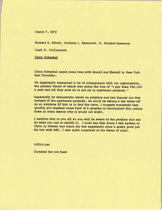 Memorandum from Mark H. McCormack to Richard R. Alford, Michael J. Narracott and H. Richard Isaacson