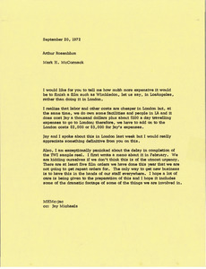 Memorandum from Mark H. McCormack to Arthur Rosenblum