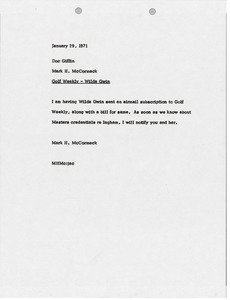 Memorandum from Mark H. McCormack to Donald W. Giffin