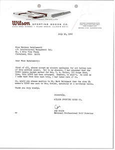 Letter from Joe Wolfe to Mary Ann Badalamenti