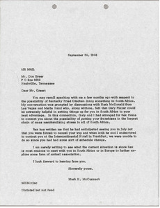 Letter from Mark H. McCormack to Don Greer