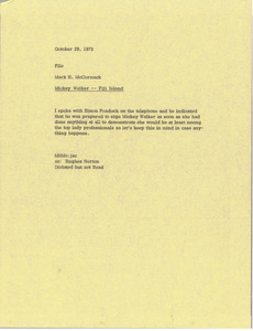 Memorandum from Mark H. McCormack concerning Mickey Walker