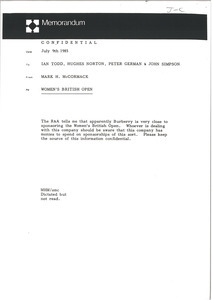 Memorandum from Mark H. McCormack to Ian Todd