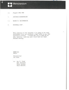 Memorandum from Mark H. McCormack to Arthur Rosenblum