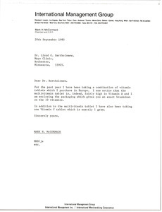 Letter from Mark H. McCormack to Lloyd G. Bartholomew