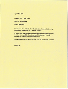 Memorandum from Mark H. McCormack to Howard Katz