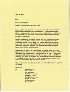 Memorandum from Mark H. McCormack to list