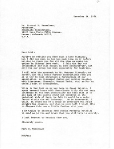 Letter from Mark H. McCormack to Richard W. Hanselman