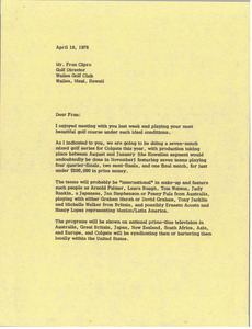 Letter from Mark H. McCormack to Fran Cipro