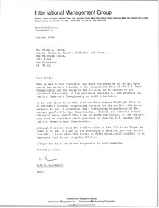 Letter from Mark H. McCormack to Frank D. Tatum