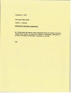 Memorandum from Judy A. Chilcote to Cleveland office staff