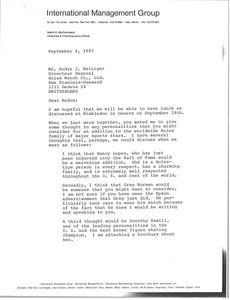 Letter from Mark H. McCormack to Andre J. Heiniger