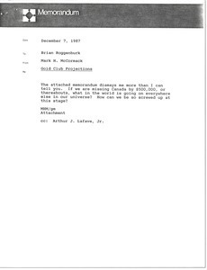 Memorandum from Mark H. McCormack to Brian Roggenburk