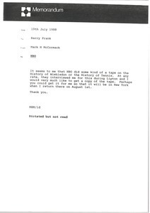 Memorandum from Mark H. McCormack to Barry Frank