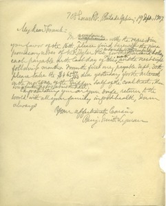 Letter from Benjamin Smith Lyman to Frank Lyman