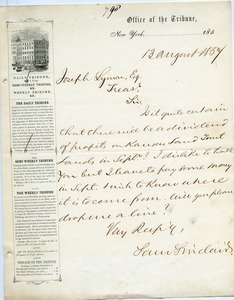 Letter from Samuel Sinclair to Joseph Lyman