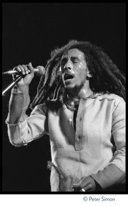 Bob Marley in concert, singing