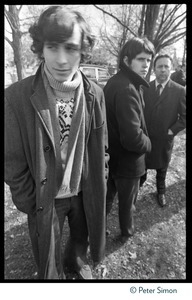 Stephen Davis (far left) at the funeral of Jack Kerouac, standing around