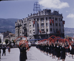 Children marching in Tito's birthday parade