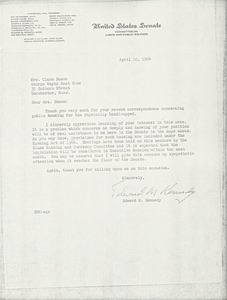 Letter from Edward M. Kennedy to Clara Nason