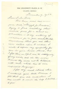 Letter from G. A. Towns to W. E. B. Du Bois