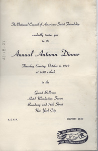 Annual Autumn dinner invitation and program