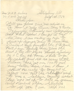 Letter from Lattner A. White to W. E. B. Du Bois