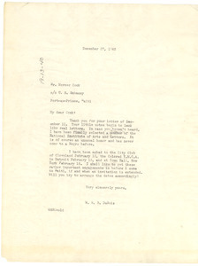 Letter from W. E. B. Du Bois to Mercer Cook
