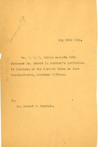 Letter from W. E. B. Du Bois to Robert F. Herrick