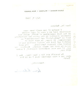 Letter from Louis Adamic to W. E. B. Du Bois