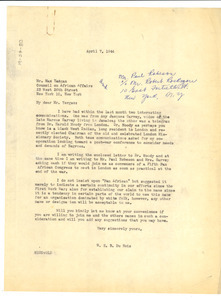 Letter from W. E. B. Du Bois to Council on African Affairs