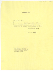 Letter from W. E. B. Du Bois to Cleveland Museum of Art