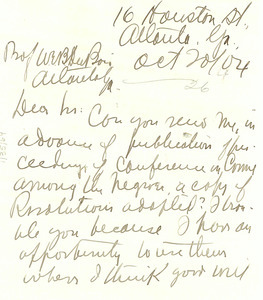 Letter from Cary Breckinridge Wilmer to W. E. B. Du Bois