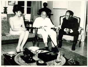 W. E. B. Du Bois on his 95th birthday with President Kwame Nkrumah and Madame Nkrumah, Accra, Ghana