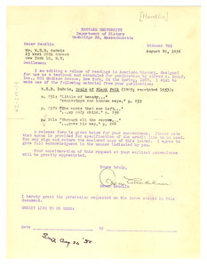 Letter from Oscar Handlin to W. E. B. Du Bois