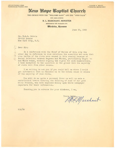 Letter from B. L. Marchant to W. E. B. Du Bois