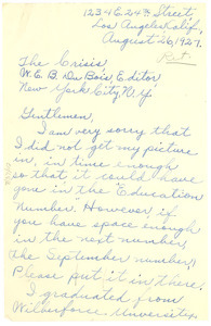 Letter from John E. Hargrove to W. E. B. Du Bois