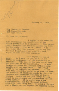 Letter from W. E. B. Du Bois to Edward A. Johnson