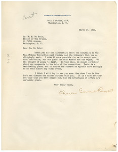 Letter from Charles Edward Russell to W. E. B. Du Bois