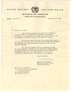 Letter from United Nations to W. E. B. Du Bois