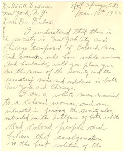 Letter from C. W. Mayer to W. E. B. Du Bois