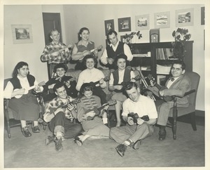 Group of people playing ukulele