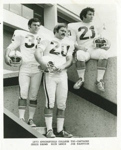 1973 Springfield College Football Tri-Captains Chris Brown, Rich Lewis, and Joe Kacevich