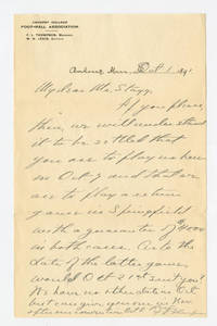 Letter to Amos Alonzo Stagg from Amherst College October 1, 1891