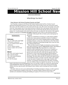 Mission Hill School newsletter, January 25, 2013
