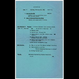 Agenda for Area 9 meeting held February 27, 1964